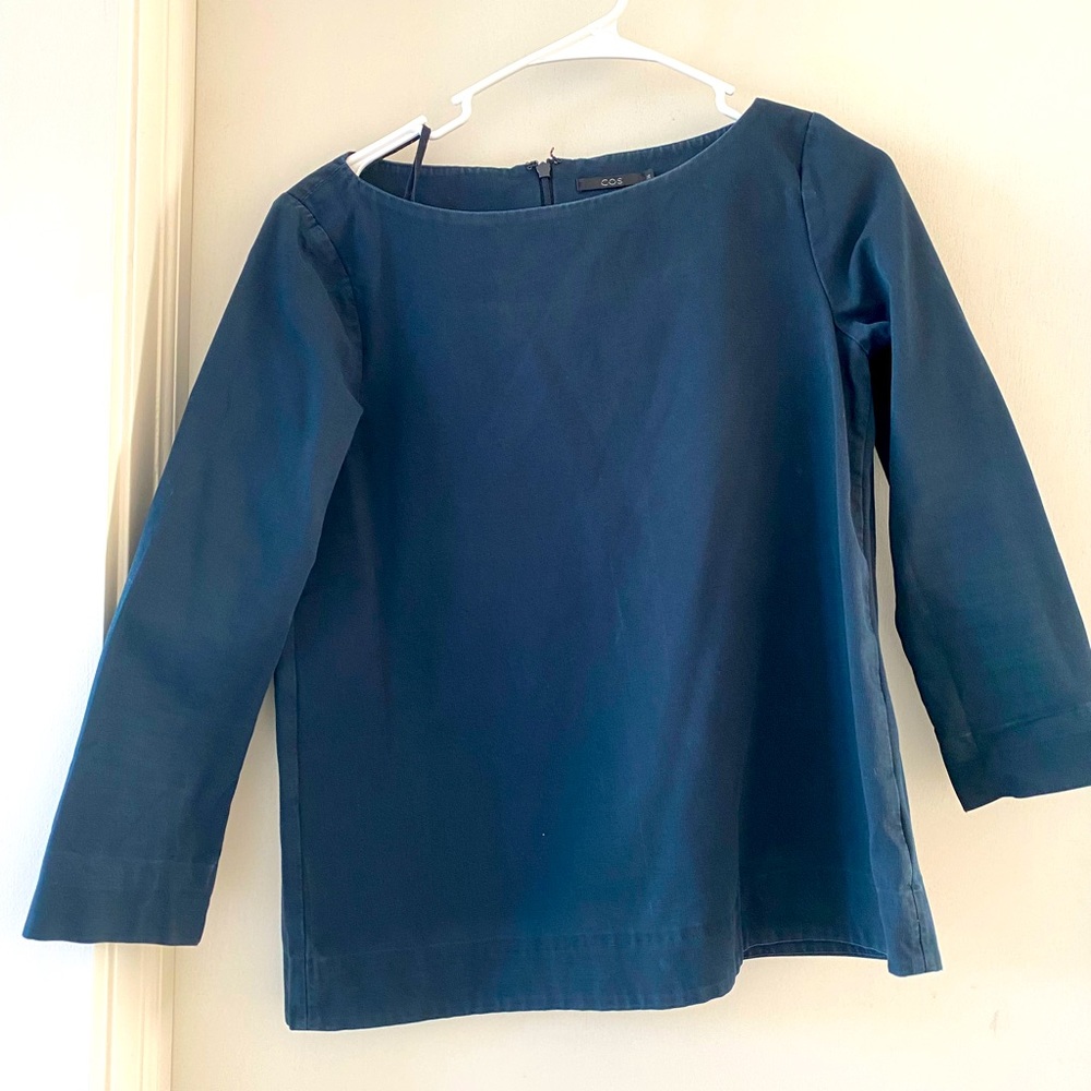 Cos Size 36 Boxy Navy Top